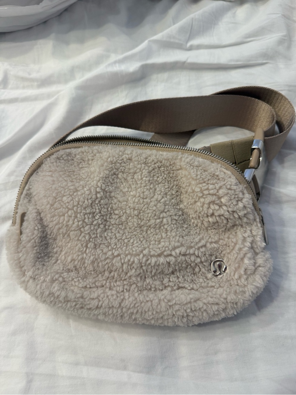 Lululemon Fuzzy Sherpa Waist Bag in Beige…like new